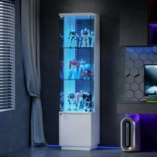 Lockable Curio Display Cabinet with Glass Door Lighted Curio Cabinet