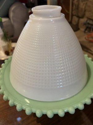 Vintage Milk Glass Corning Diffuser Textured Waffle Design 