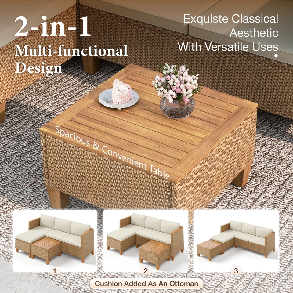 Muebles de exterior muebles de mimbre patio juego de conversación sofá de ratán al aire libre Foto 4 de 4