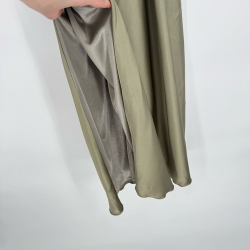 Revelry Jade Satin grün One Shoulder langes Kleid Gr. 8 Abschlussball Hochzeit Brautjungfer - Bild 6 von 11