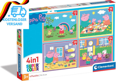 Clementoni - 21516 - Supercolor Puzzle 4 in 1 - Peppa Pig - Puzzle 12,16,20,24 T