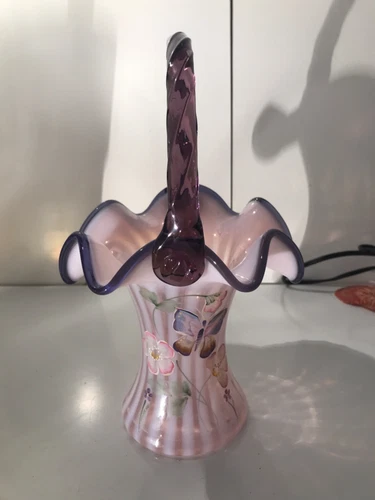 Fenton American Art Glass Basket Designer Showcase Series Artist Signed Riley