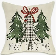 WINTER TREES MERRY CHRISTMAS Throw Pillow Cover Winter Holiday Home Decor