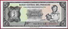 Paraguay 5 Guaraníes P-195b (1963) AUNC