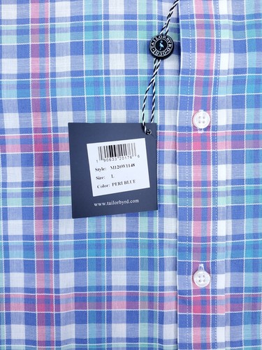 Camisa multicolor TAILORBYRD para hombre grande tejida a cuadros manga larga con botones nueva con etiquetas - Imagen 10 de 12