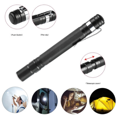 1X Super Hell Zoom Pen Light LED Taschenlampe Skalierbare Stift Licht Lampe AAA