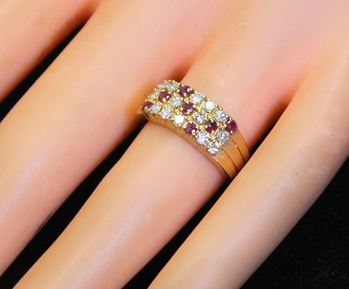 HEAVY UNIQUE Comfort-fit 14K Gold 2/3 Ct TW Ruby & Diamond Band/Ring, Size 5.75 - Picture 4 of 6