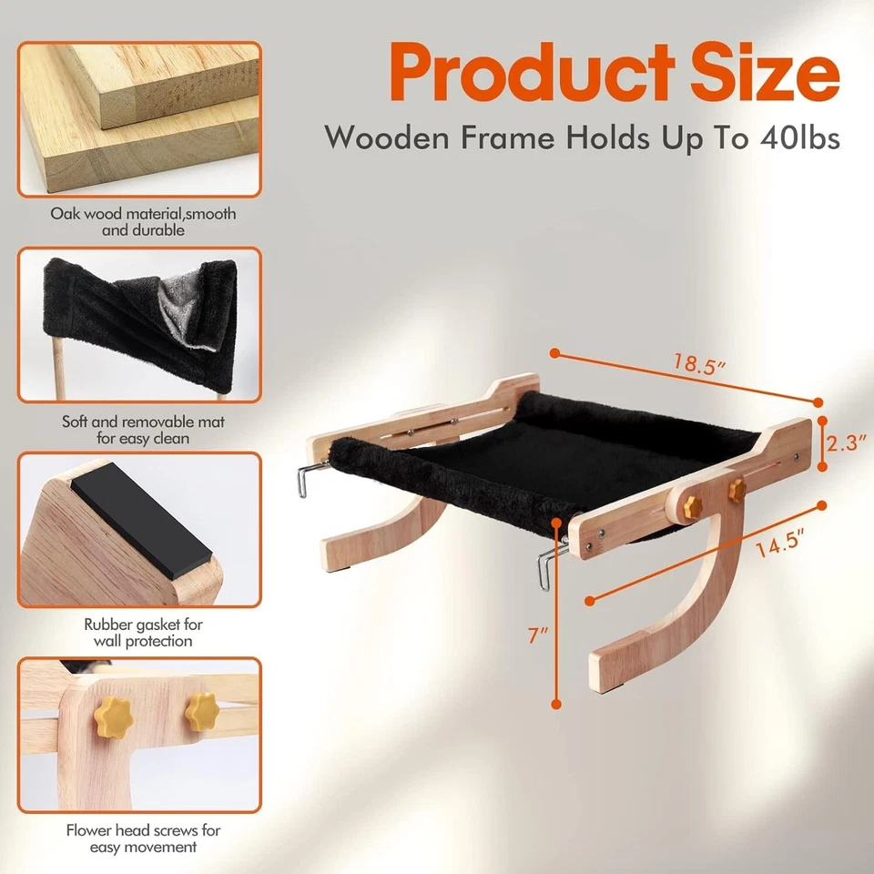 Large Cat Window Perch Sturdy Cat Window Hammock Durable seat washable - image 4 of 4