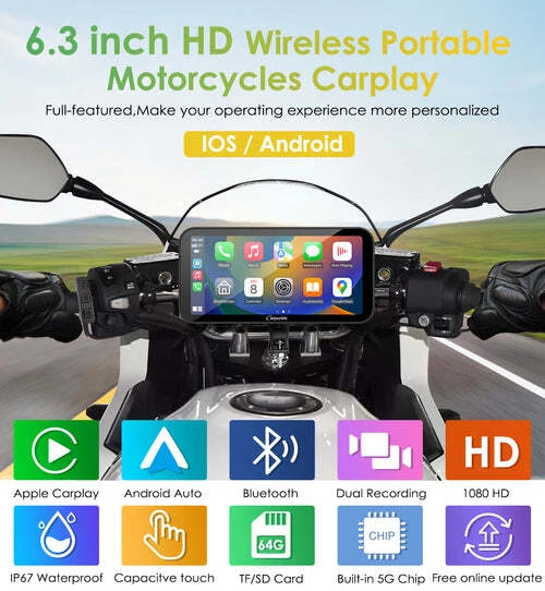 Carpuride W603D Wireless Carplay Android Auto Moto Stereo W/HD 1080P Dual Camera - Image 2 of 4