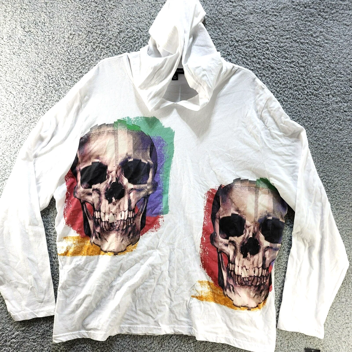 White 2025 skull hoodie
