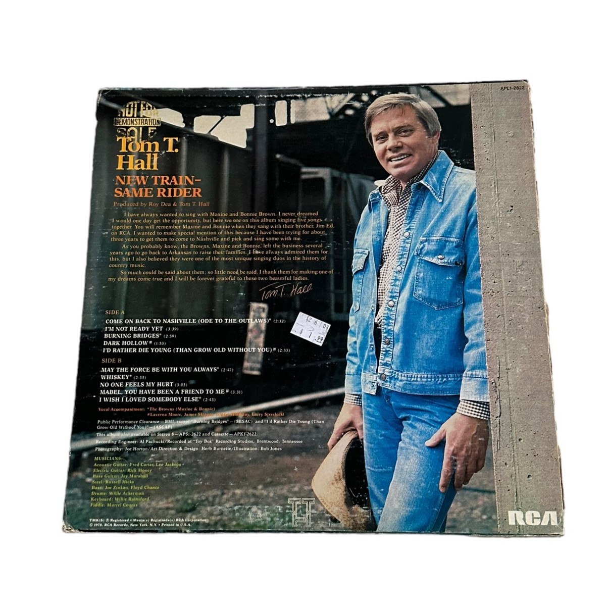 Tom T Hall New Train-Same Rider LP Vinyl RCA Records APL1-2622