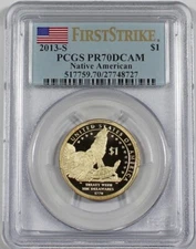 2013 S SACAGAWEA NATIVE AMERICAN DOLLAR $1 PCGS PR70DCAM FIRST STRIKE PR70 FS