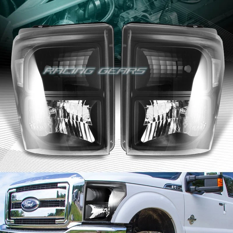 CARCASA NEGRA CON FAROS REFLECTORES TRANSPARENTES APTOS PARA FORD F250/F350 SUPERDUTY 11-16 Foto 4 de 4