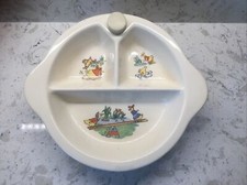 Excello Divided Warming Baby Dish/ Bowl with Ducklings Playing Vintage 1948