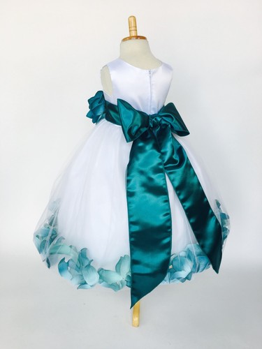 Flower Girl Dress Bridesmaid White Rose Petal Birthday Recital Pageant Easter 24 - 第 172/177 張圖片