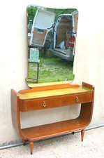 PETTINIERA VANITY POSTAZIONE TRUCCO CON SPECCHIO ANNI 50 STILE GIO PONTI