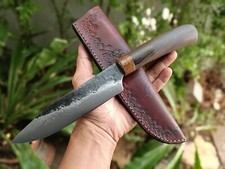 Navaja de bolsillo de caza de camping hecha a mano 6,3” disco de arado forjado, ébano, funda L