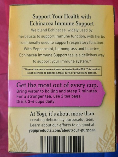 3 boxes Organic YOGI TEA!!!! Echinacea IMMUNE SUPPORT!!!!. Fast Free shipping!!! - 第 3/6 張圖片