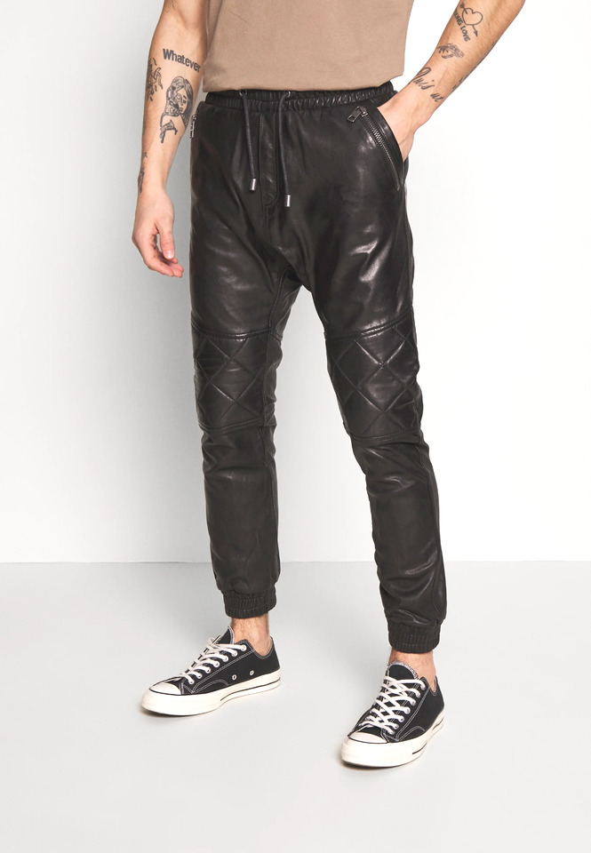 Leather Joggers Black Leather Pants Mens Soft Lambskin Trouser