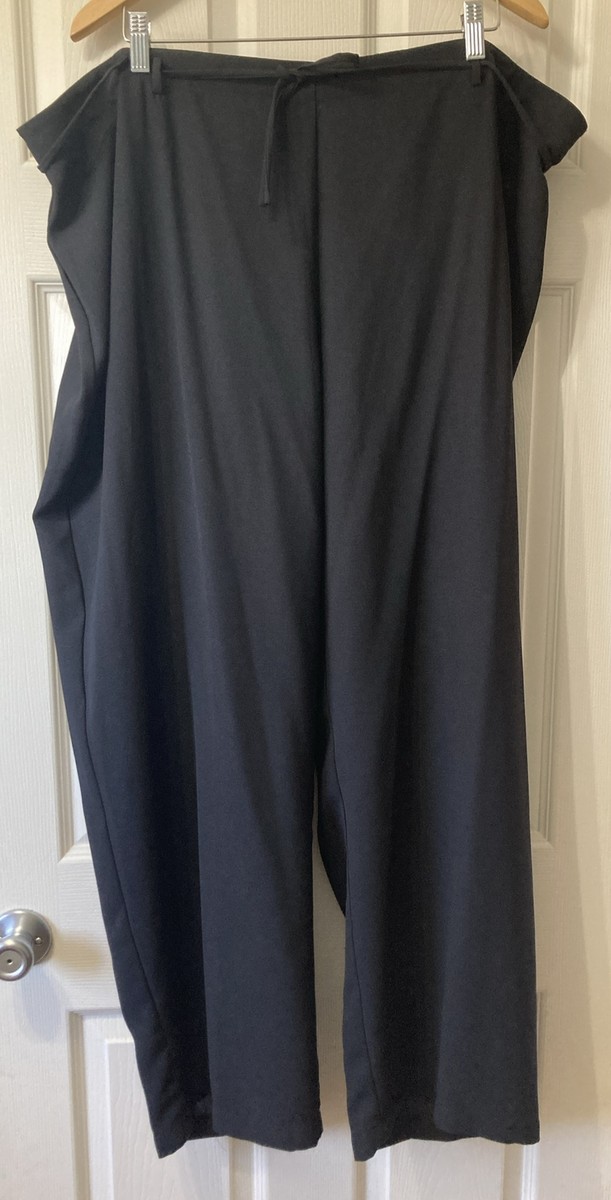 Venezia 26/28 (4X) Black Polyester Dress Pants Pull On Elastic Waist Wide Leg