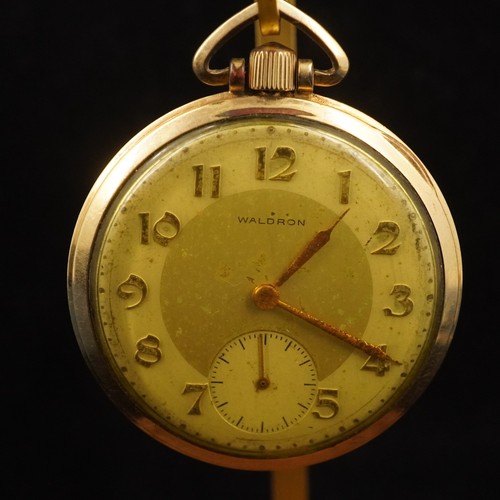 Waldron 10k Walzgold Plated Pocket Watch for Parts/Repair - Free Ship