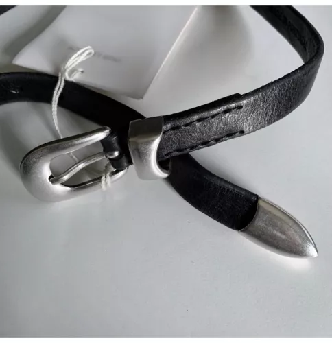 OUR LEGACY BELT in Natural Texture Full-grain Leather Silver Buckle Unisex 105CM - Picture 9 of 14