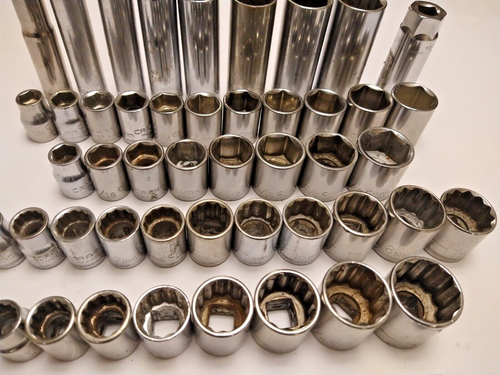 Craftsman Vintage 50 Pc Ratchet Socket Set 3/8" Drive 6 12 Point Shall Deep USA - Picture 5 of 7