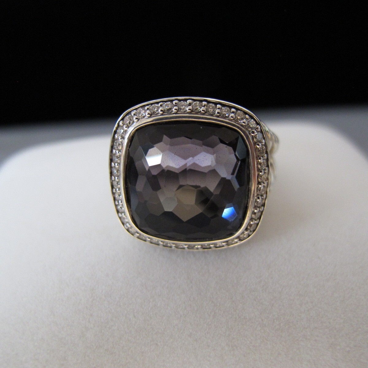 David Yurman Sterling Silver 14mm Black Orchid Diamond Albion Ring