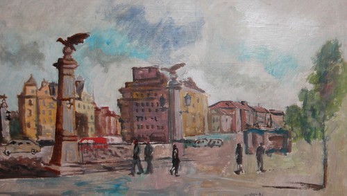 Vintage impressionist oil painting cityscape signed - Bild 11 von 12