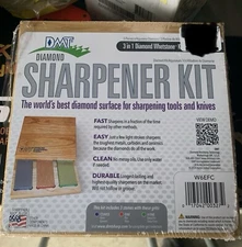 DMT W6EFC Deluxe Diamond Knife Sharpening Kit with Hard Wood Box, Set of 3 Stone