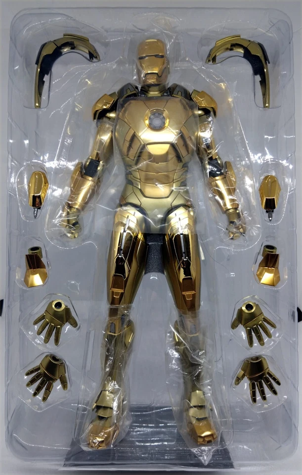 Iron Man Mark XXI 21 Midas Gold Chrome Version MMS341 1/6 Hot Toys AVEC DEFAUTS - Photo 3/4