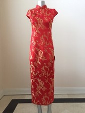 Chinese Wedding Traditional Dress Cheongsam Gown Dragon Phoenix Size L C36/W30