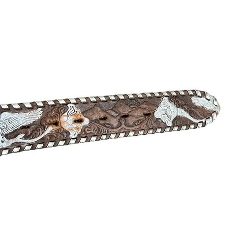 Ancienne boucle et ceinture faisan dinde oiseaux cuir marron chambres Siskiyou - Photo 8 sur 11