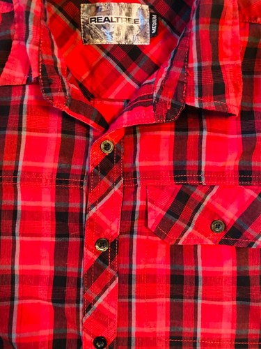 NUOVO Real Tree Uomo MEDIA Rosso Plaid Pesca SS Vestito Camicia Bass Pro Western Wear - Foto 2 di 13