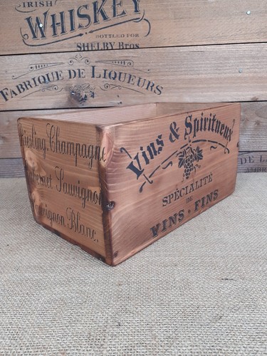 Decorative Brown Vintage Rustic style Wine & Spirits Case Box Crate - Picture 4 of 13