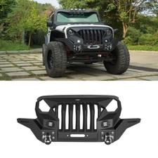 Mad Max Grill Winch Bumper W/turn Signal Lights For Jeep Wrangler Jk 2007-2018
