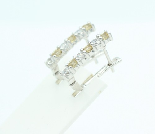 Noble 1,1 Quilates Honigquarz Pendientes 925 Plata Himmelblauer Topacio Con - Imagen 6 de 10