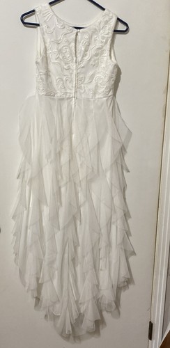 Girls ~ White Tiered Tulle~ High Low~Top Embroidery/Sequins ~ Party Dress~ Sz 14 - Picture 4 of 9