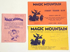 Rare Magic Mountain Amusement Park Tickets Original Vintage 1974, Qty 3 Valencia