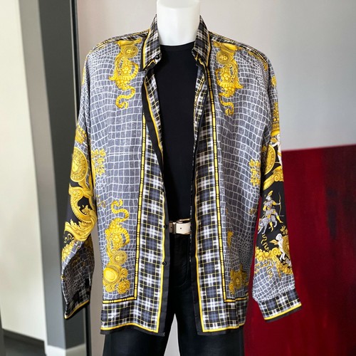 GIANNI VERSACE silk shirt Unusual Encounters print size IT 52 from F/W 1992/93 - 第 6/12 張圖片