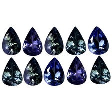 4.18 ct 10 pcs Awe-inspiring Pear Cut 6 x 4 mm Bluish Violet Tanzanite