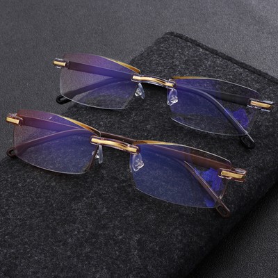 Rimless Anti Blue Light Reading Glasses Radiation Protection Presbyopia Glasses