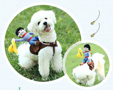 RODEO Riding Cowboy Funny Halloween Dog Costume For Small Dogs novelty pup gag