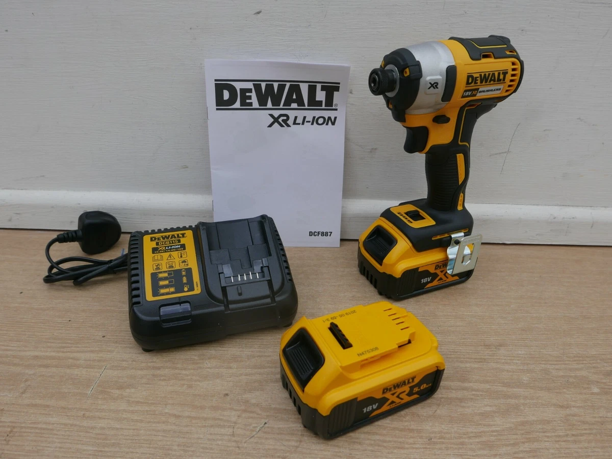 DeWALT DCF887P2 18v xr brushless impact driver 2 x 5 ah li ion