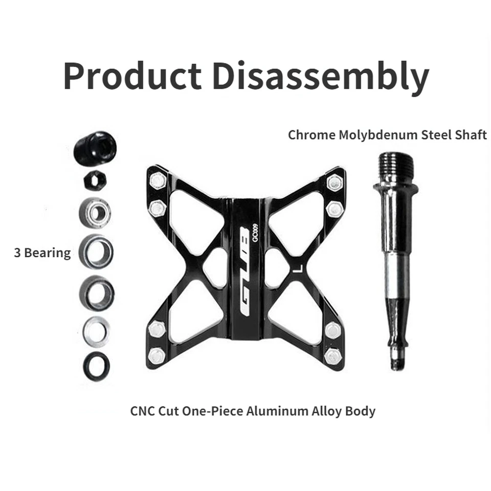 3 Rodamientos Pedales Bicicleta BMX MTB Bicicleta de Carretera 9/16" Plataforma Plana Universal Foto 3 de 4