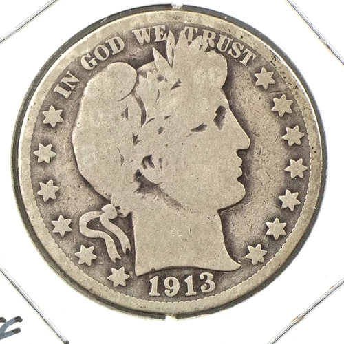1913-P 50c Barber Liberty Silver Half Dollar G/VG Philadelphia IMPRINTS