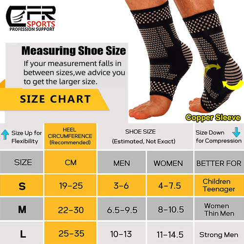 Copper Ankle Brace Compression Sleeve Support Foot Plantar Fasciitis Pain Relief - Picture 2 of 13