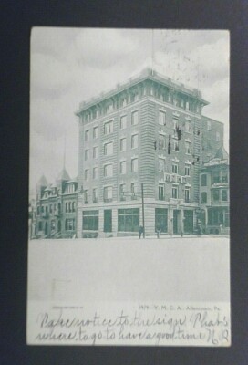 Set of 2 Different Y.M.C.A. Bldg. Allentown, PA Postcards Postmarked 1905, 1906