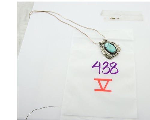 Navajo Sterling Silver Necklace Turquoise Authentic Vintage Signed - Picture 6 of 6