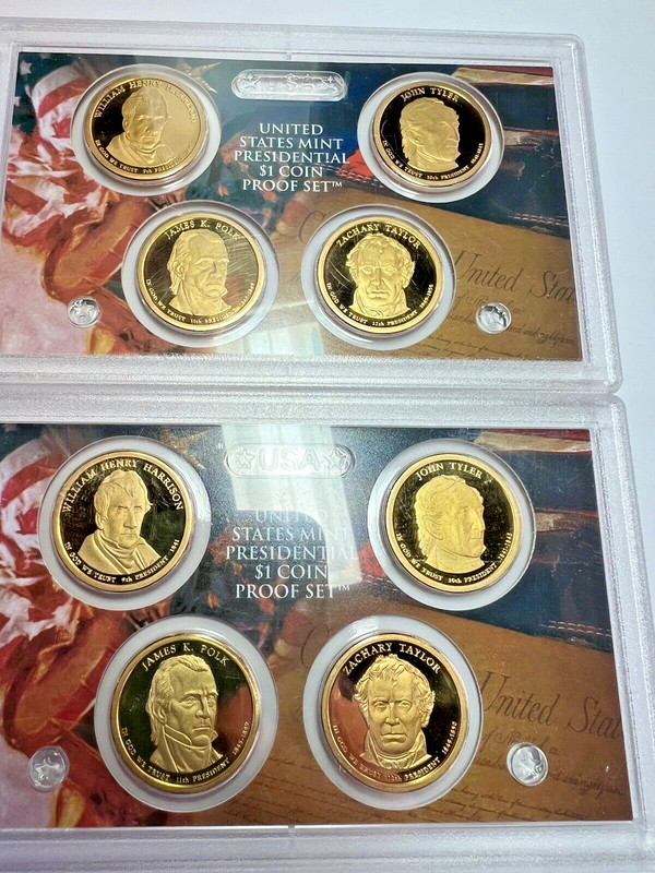TWO (2) - 2009 U.S. Mint Presidential 1$ Dollar 4 Coin Proof Set.